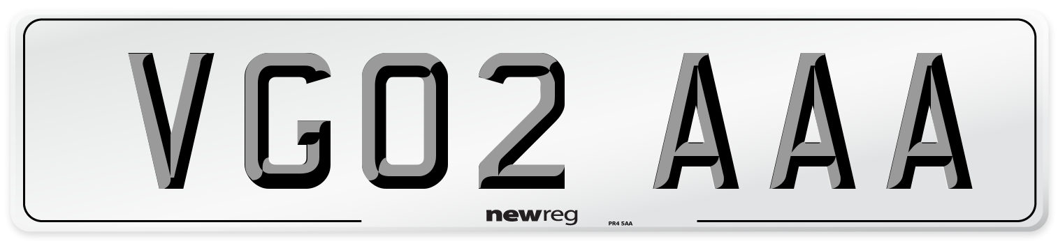 VG02 AAA Front Number Plate