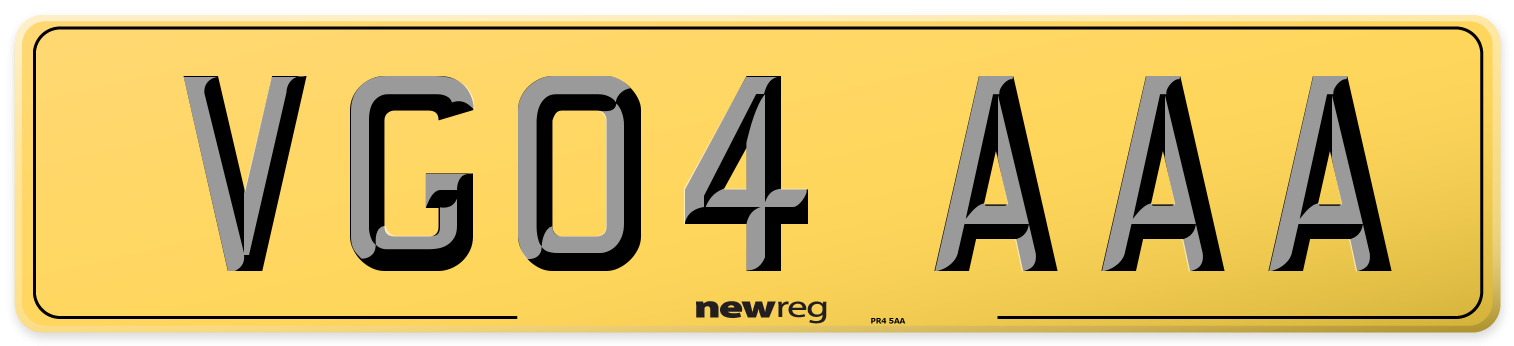 VG04 AAA Rear Number Plate