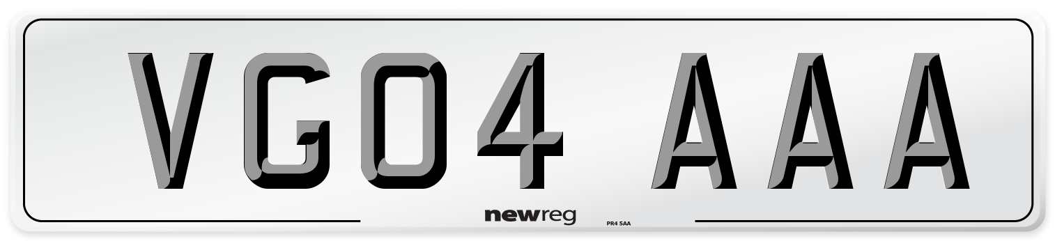 VG04 AAA Front Number Plate