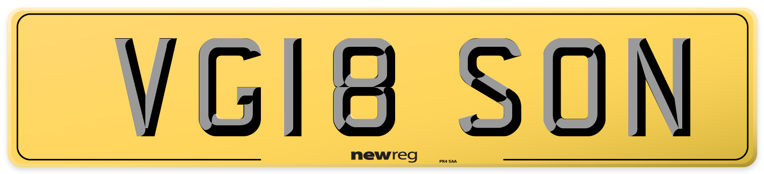 VG18 SON Rear Number Plate