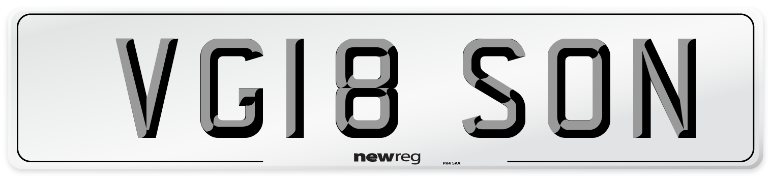 VG18 SON Front Number Plate