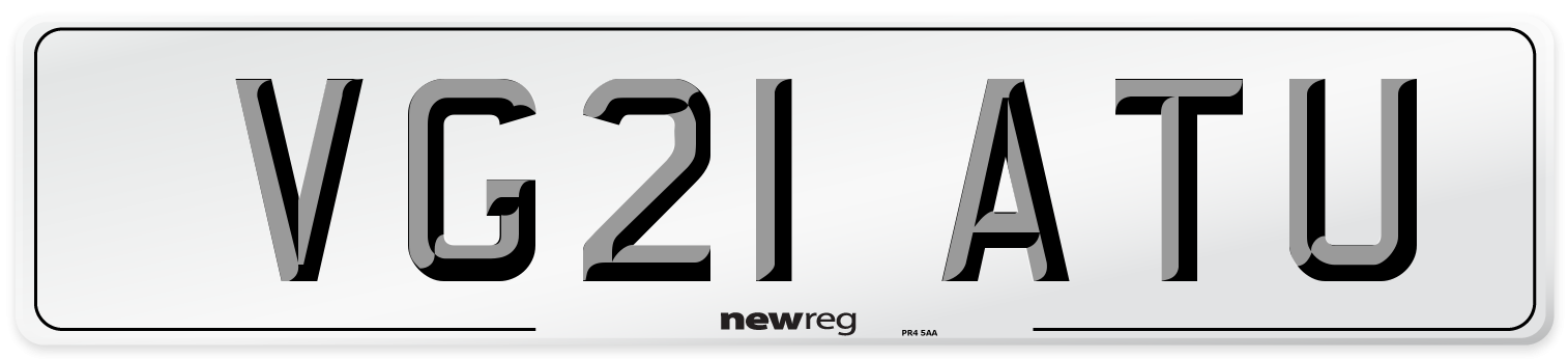 VG21 ATU Front Number Plate