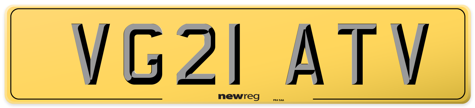 VG21 ATV Rear Number Plate