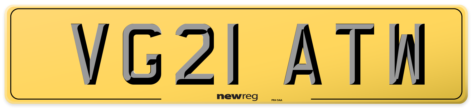 VG21 ATW Rear Number Plate