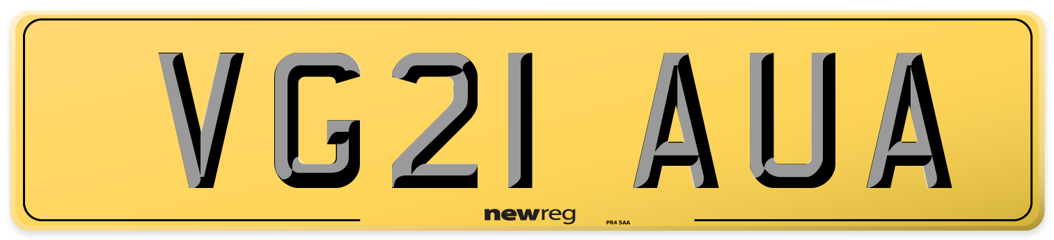 VG21 AUA Rear Number Plate