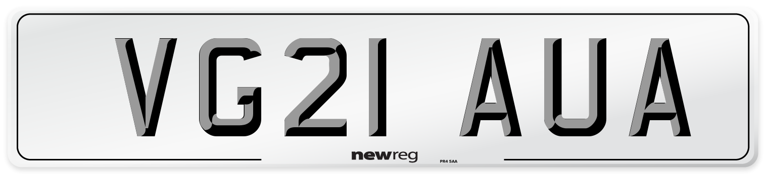 VG21 AUA Front Number Plate