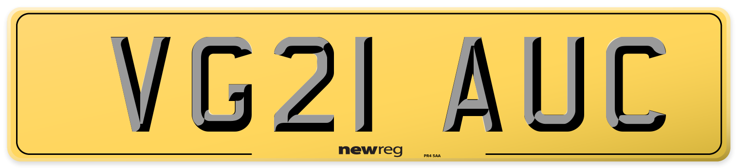 VG21 AUC Rear Number Plate