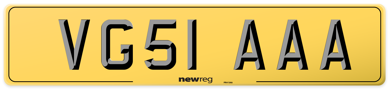 VG51 AAA Rear Number Plate