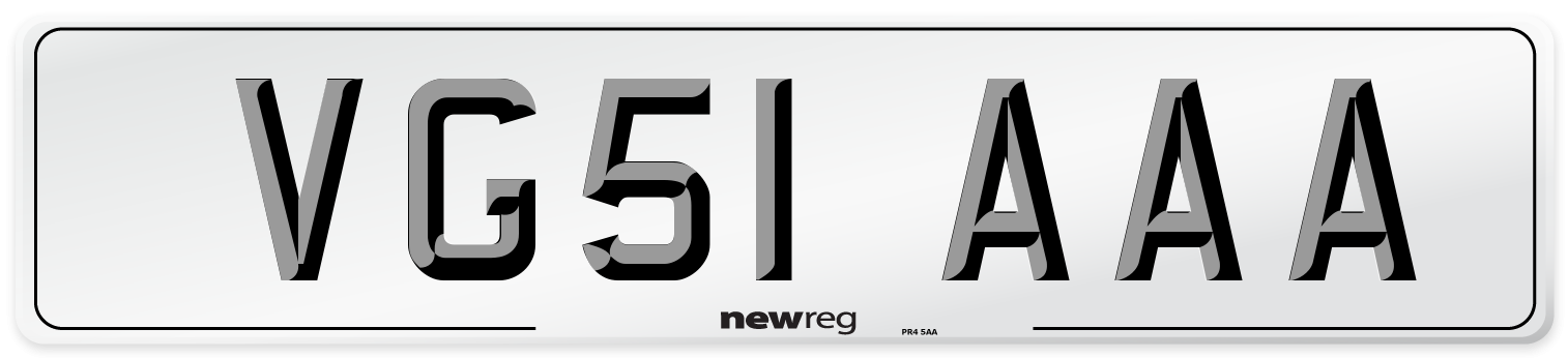 VG51 AAA Front Number Plate
