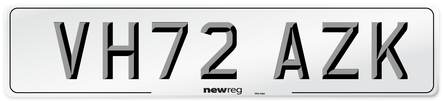 VH72 AZK Front Number Plate