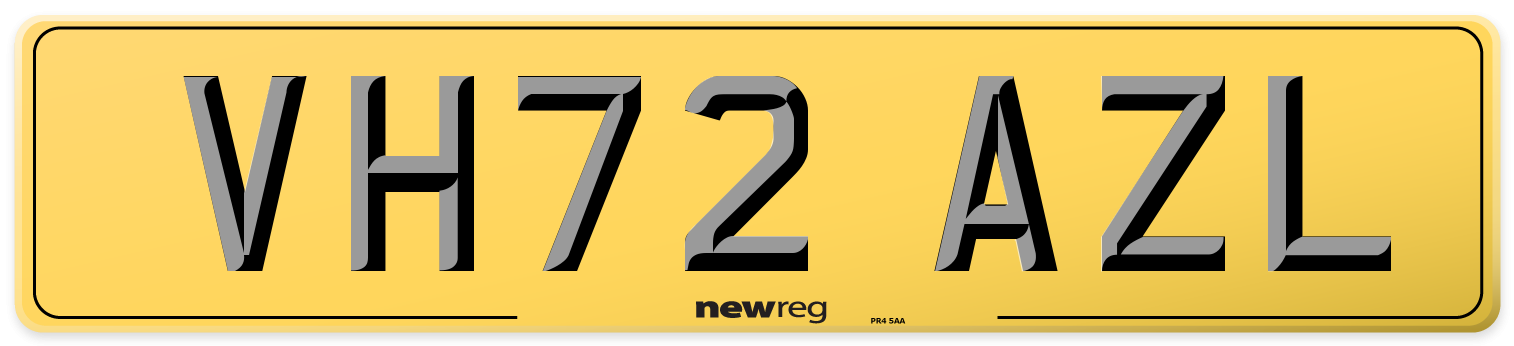 VH72 AZL Rear Number Plate