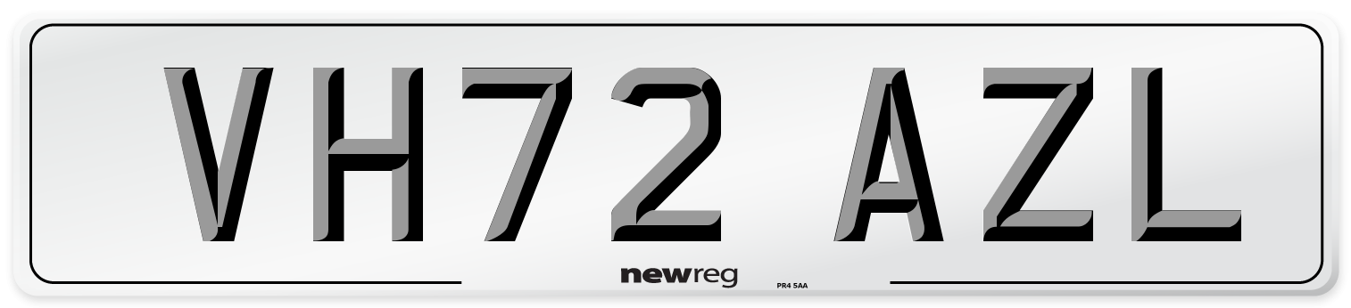 VH72 AZL Front Number Plate