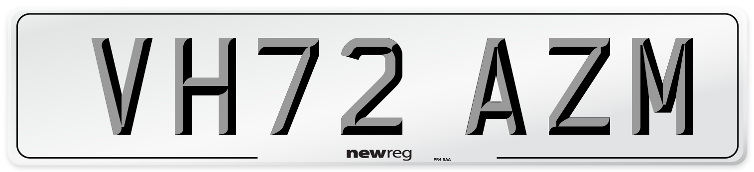VH72 AZM Front Number Plate
