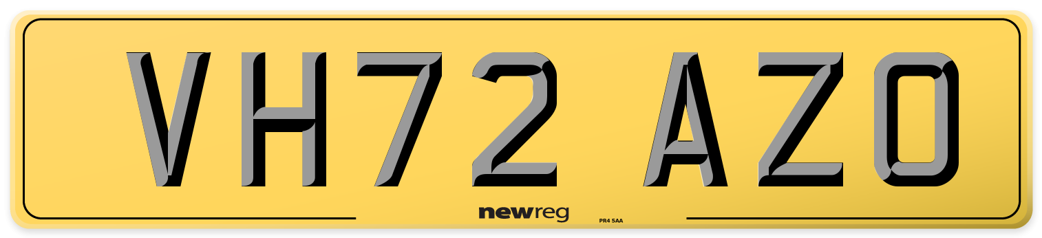 VH72 AZO Rear Number Plate