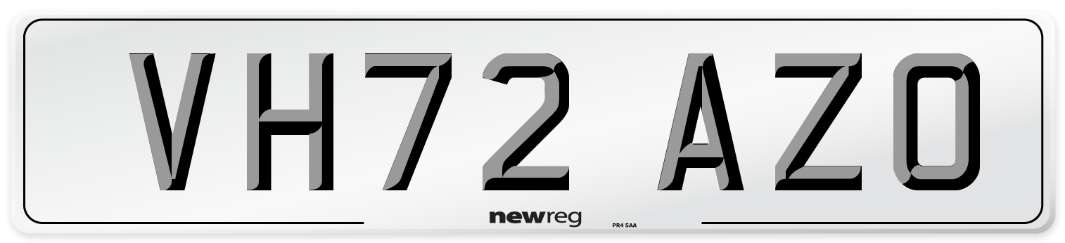 VH72 AZO Front Number Plate