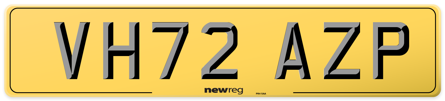 VH72 AZP Rear Number Plate