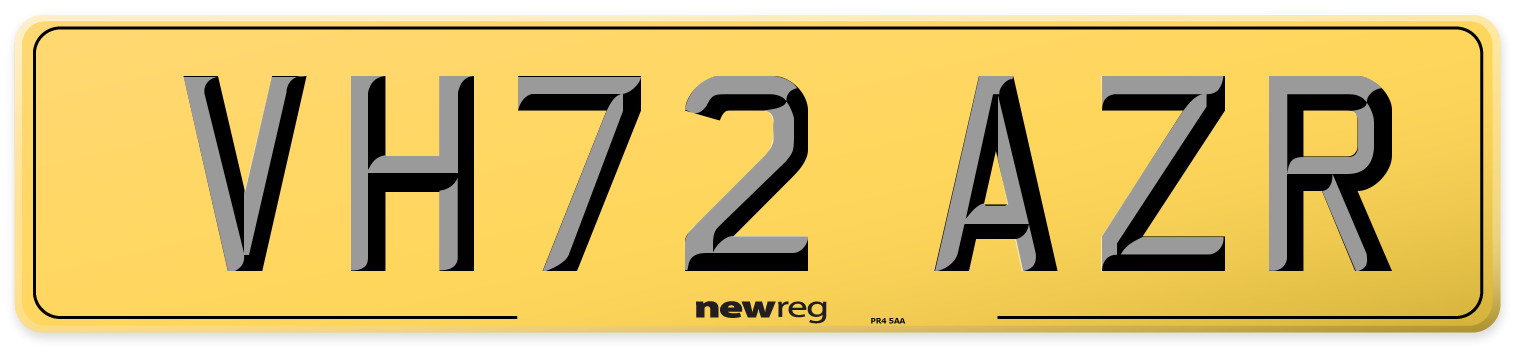 VH72 AZR Rear Number Plate