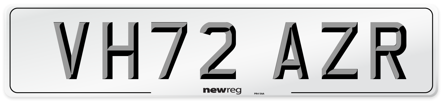 VH72 AZR Front Number Plate