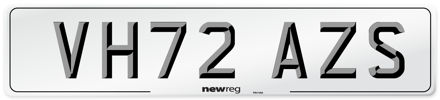 VH72 AZS Front Number Plate