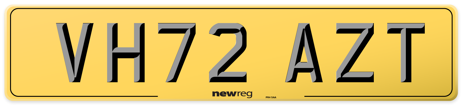 VH72 AZT Rear Number Plate