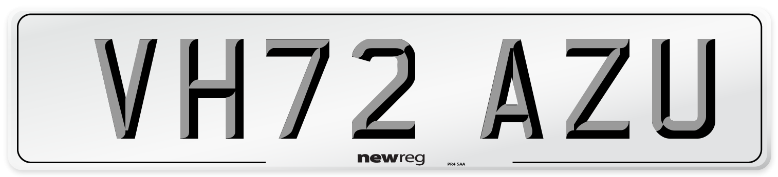 VH72 AZU Front Number Plate