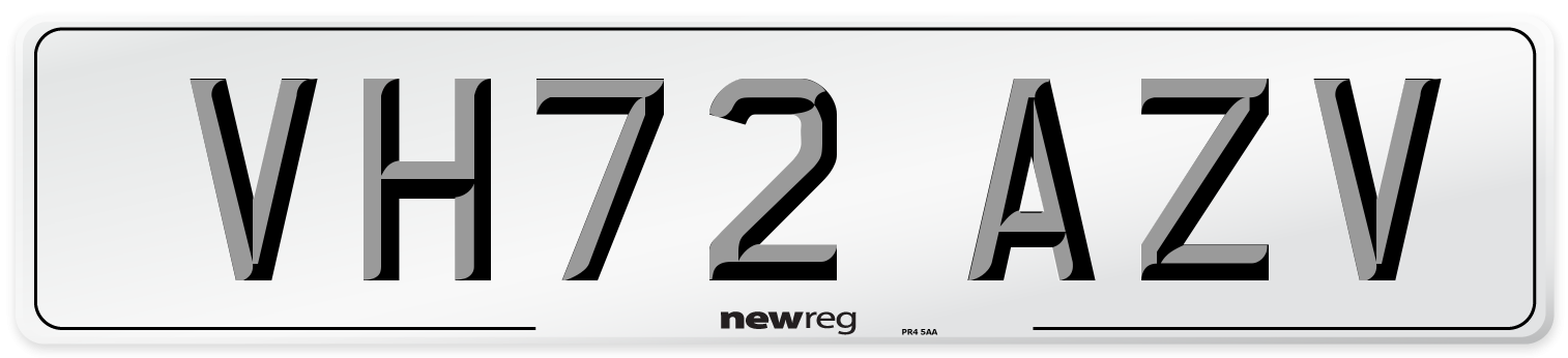 VH72 AZV Front Number Plate