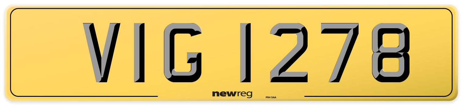 VIG 1278 Rear Number Plate