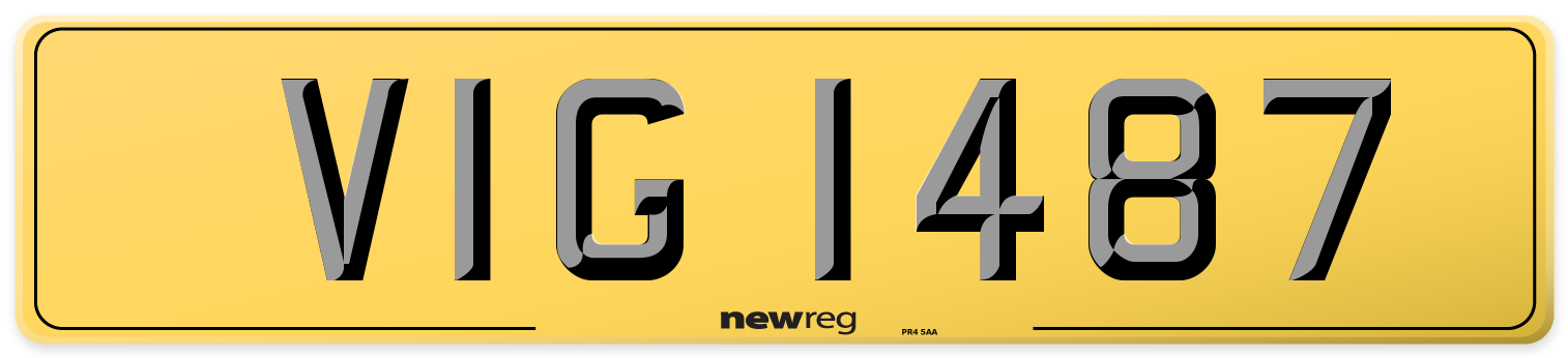 VIG 1487 Rear Number Plate