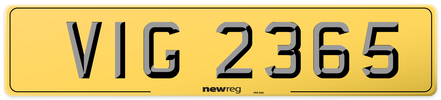 VIG 2365 Rear Number Plate