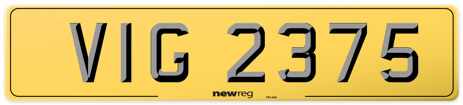 VIG 2375 Rear Number Plate