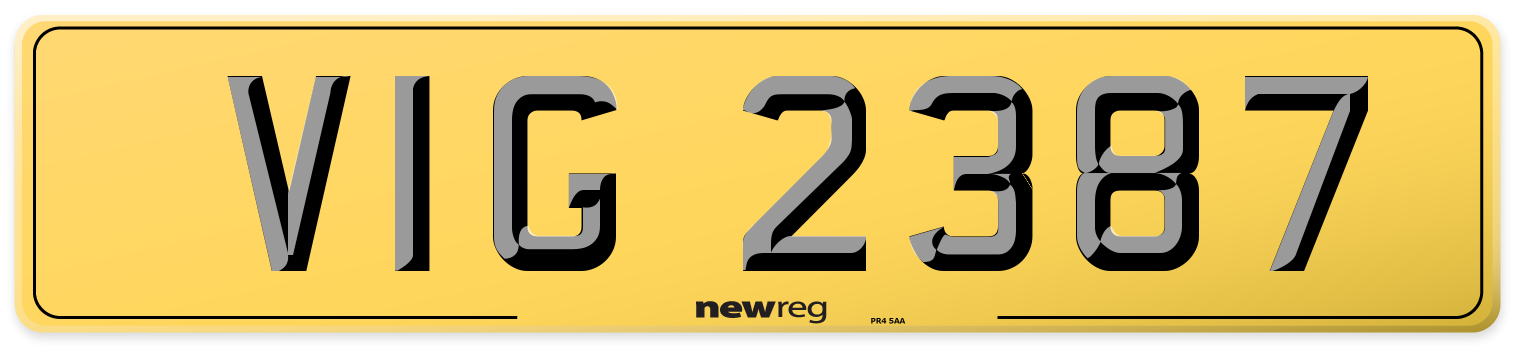 VIG 2387 Rear Number Plate