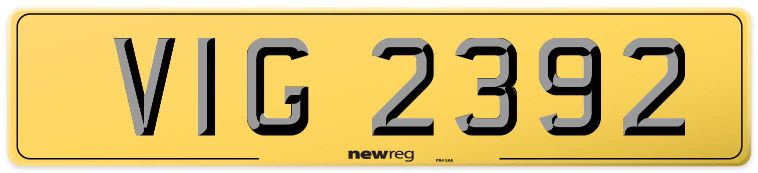 VIG 2392 Rear Number Plate