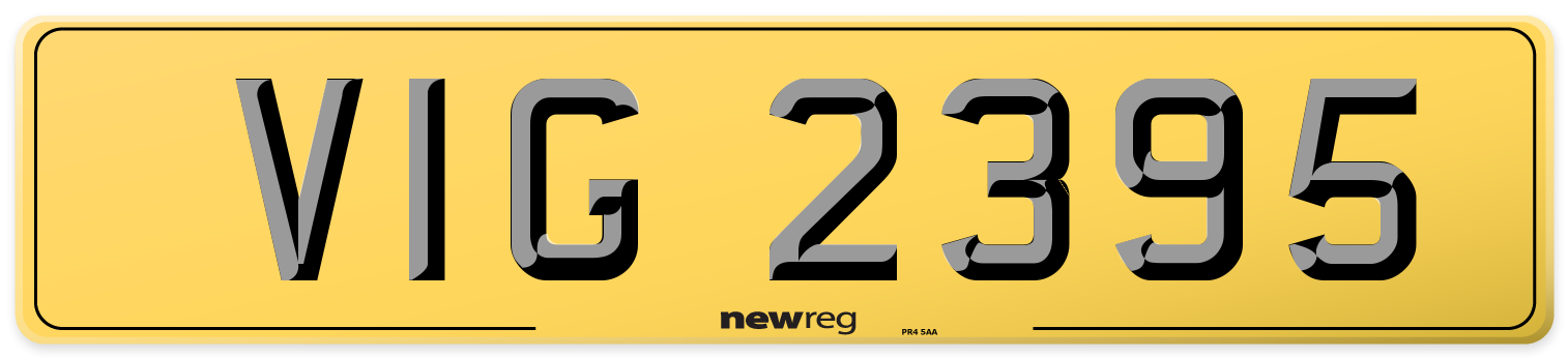VIG 2395 Rear Number Plate