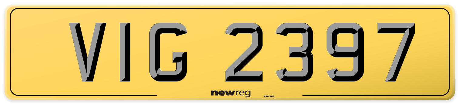 VIG 2397 Rear Number Plate