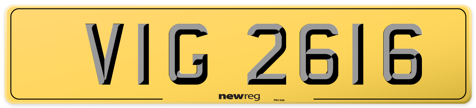 VIG 2616 Rear Number Plate