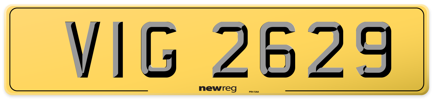 VIG 2629 Rear Number Plate