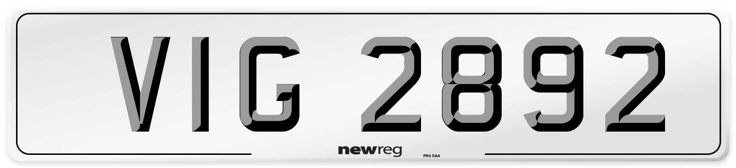 VIG 2892 Front Number Plate