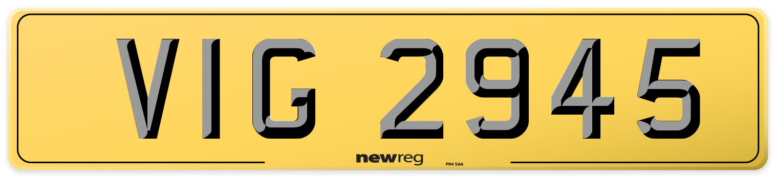 VIG 2945 Rear Number Plate