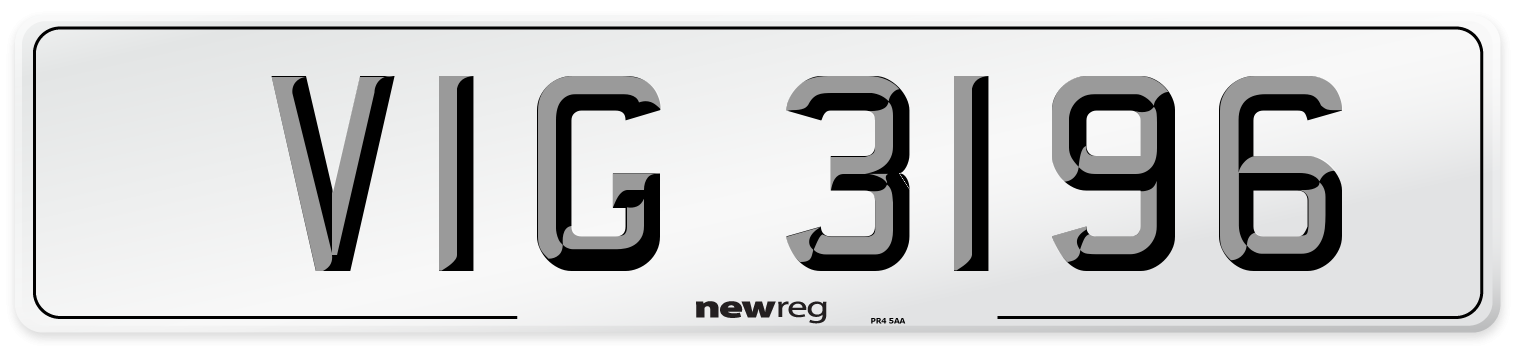 VIG 3196 Front Number Plate