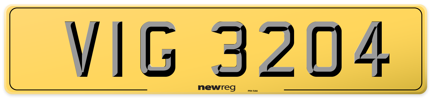 VIG 3204 Rear Number Plate