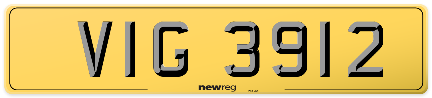 VIG 3912 Rear Number Plate