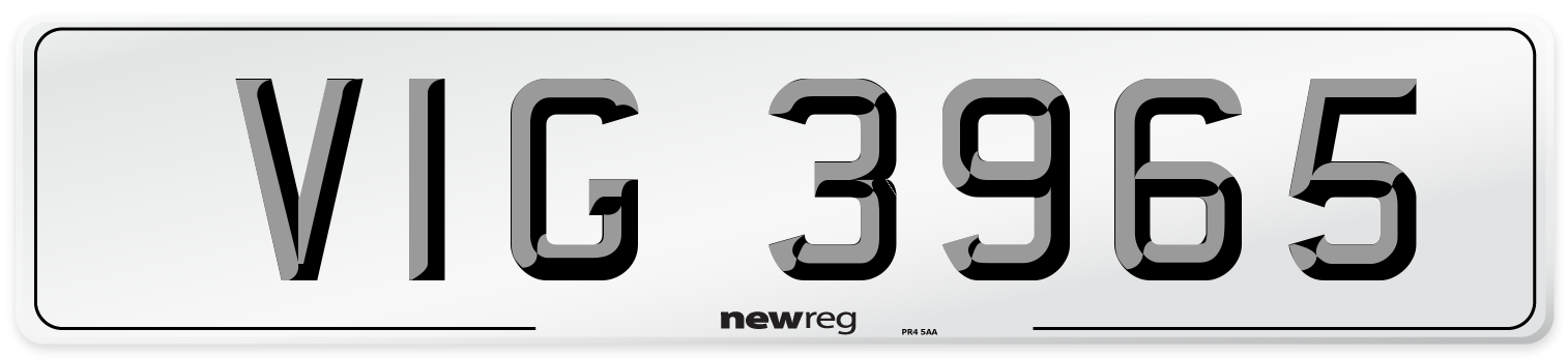 VIG 3965 Front Number Plate