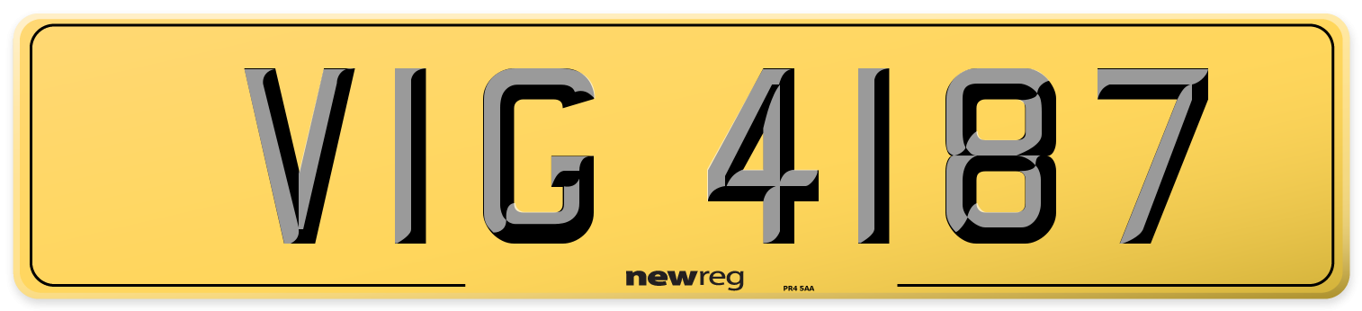VIG 4187 Rear Number Plate