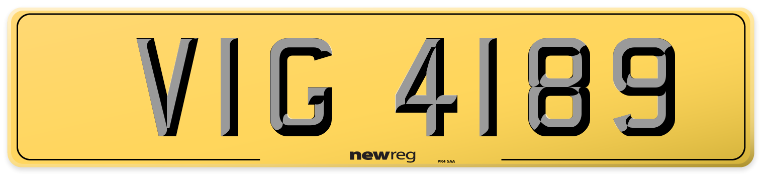 VIG 4189 Rear Number Plate