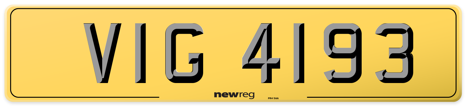VIG 4193 Rear Number Plate