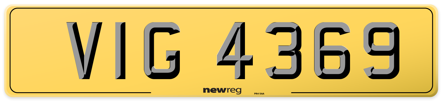 VIG 4369 Rear Number Plate