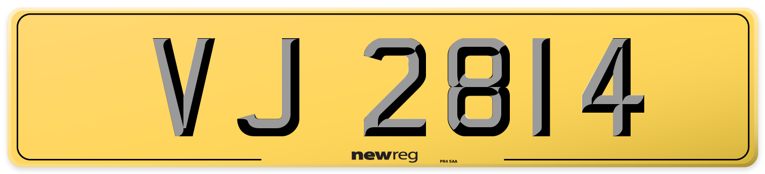 VJ 2814 Rear Number Plate