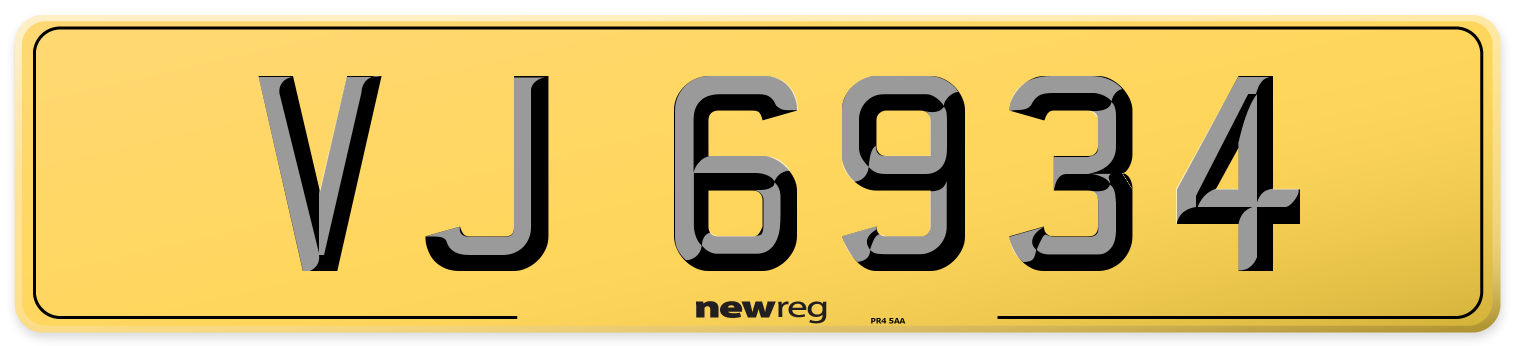 VJ 6934 Rear Number Plate