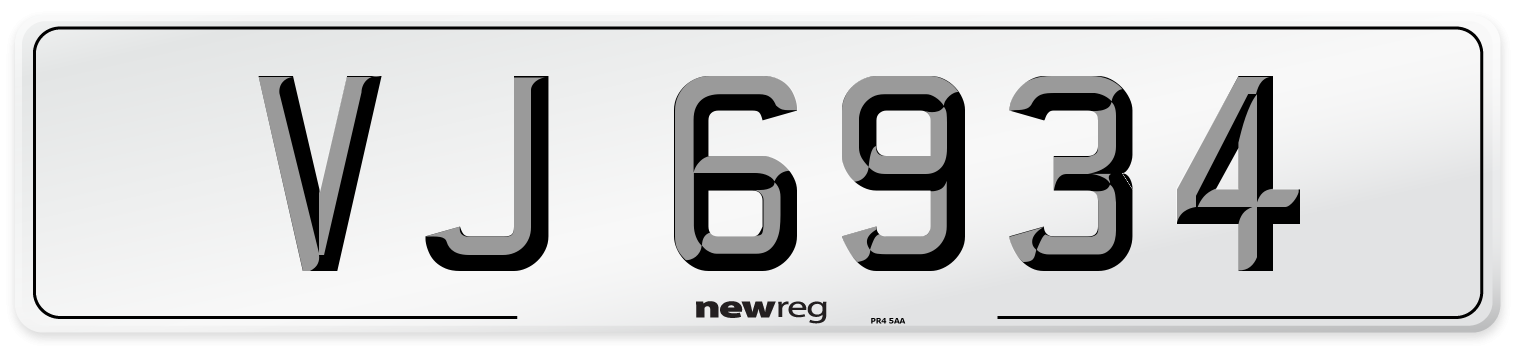 VJ 6934 Front Number Plate