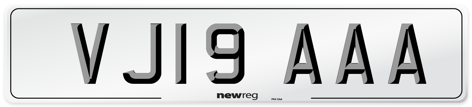 VJ19 AAA Front Number Plate